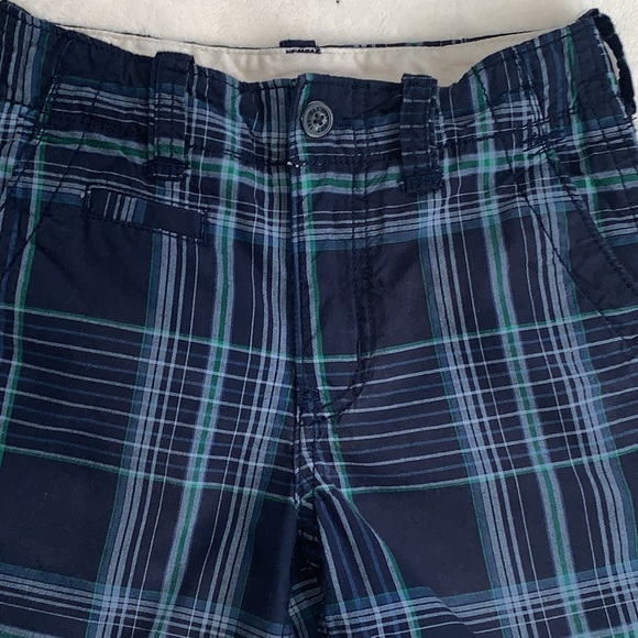 GAP Navy Blue & Green Plaid Shorts Boys 7 EUC Adjustable Waist - Picture 2 of 9